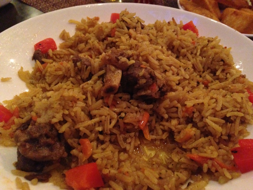 Red Square Rice Pilaf with lamb