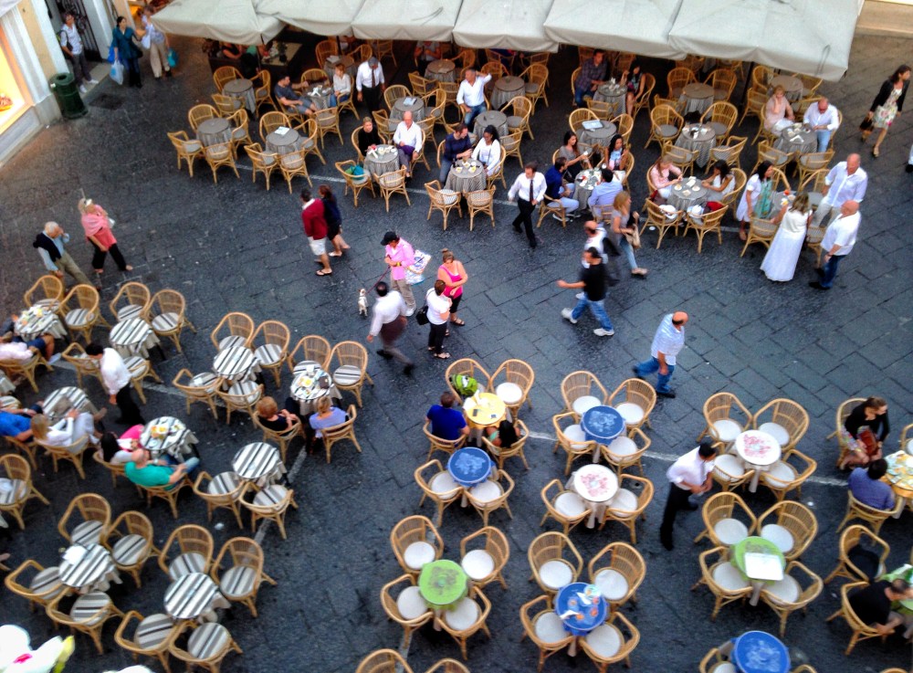 View of Piazza Umberto I (piazzetta) from Pulalli Wine Bar
